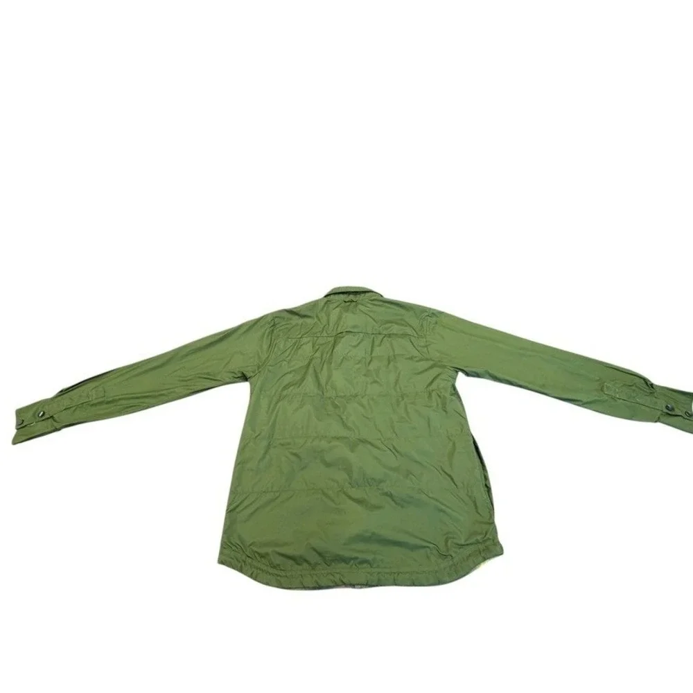The North Face Mens Reversible Quilted Shirt Jacket Olive Green Plaid SMALL